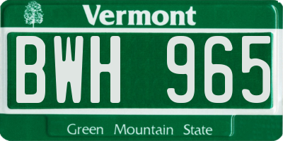 VT license plate BWH965