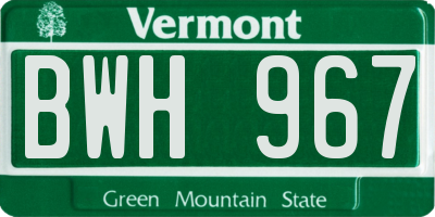 VT license plate BWH967