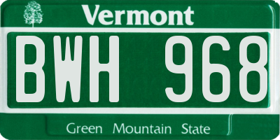 VT license plate BWH968