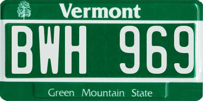 VT license plate BWH969