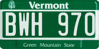 VT license plate BWH970