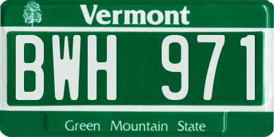 VT license plate BWH971