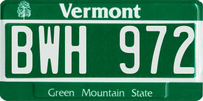 VT license plate BWH972