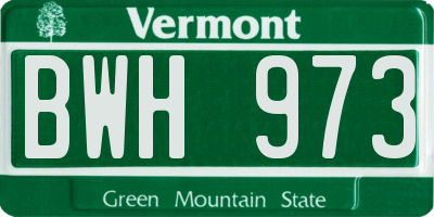 VT license plate BWH973