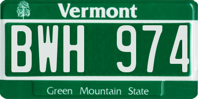 VT license plate BWH974