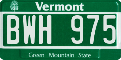 VT license plate BWH975