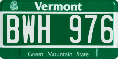 VT license plate BWH976