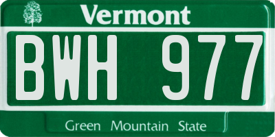 VT license plate BWH977