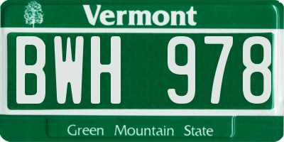 VT license plate BWH978