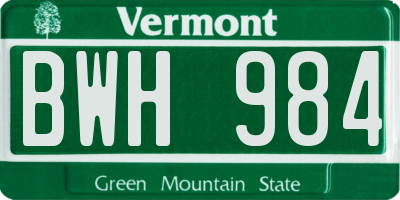 VT license plate BWH984