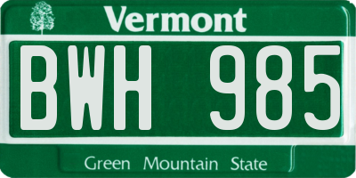 VT license plate BWH985