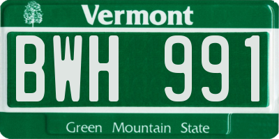 VT license plate BWH991