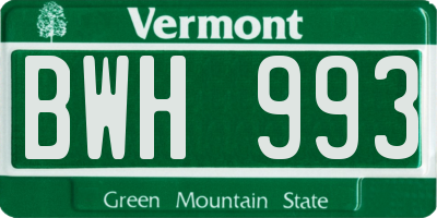 VT license plate BWH993