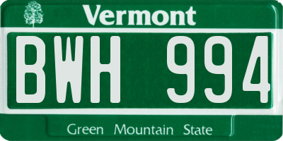 VT license plate BWH994