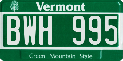 VT license plate BWH995