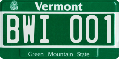 VT license plate BWI001