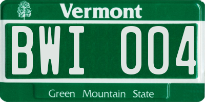 VT license plate BWI004