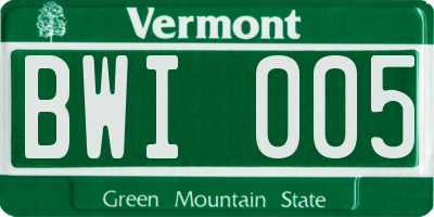 VT license plate BWI005