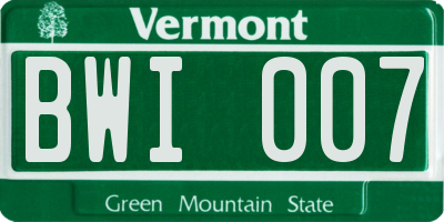 VT license plate BWI007
