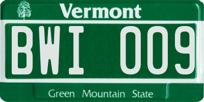 VT license plate BWI009