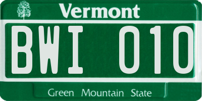 VT license plate BWI010