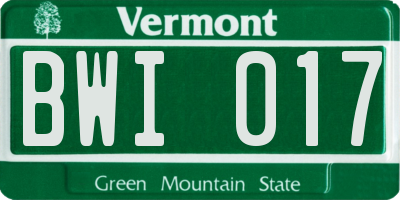 VT license plate BWI017