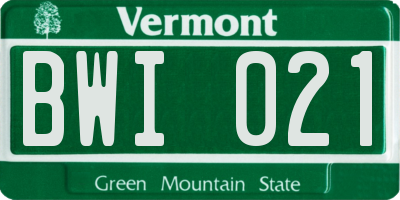 VT license plate BWI021