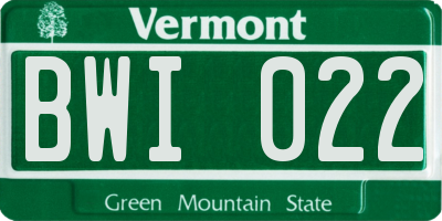 VT license plate BWI022