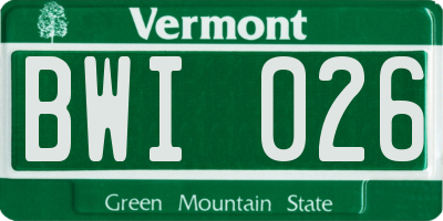 VT license plate BWI026