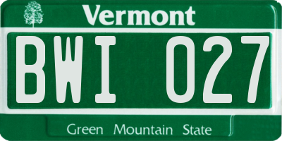 VT license plate BWI027