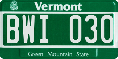 VT license plate BWI030