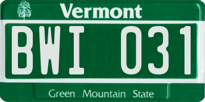 VT license plate BWI031