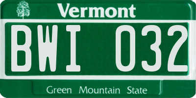 VT license plate BWI032