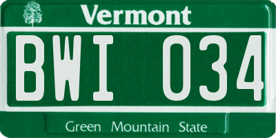 VT license plate BWI034