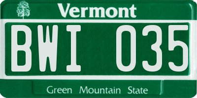 VT license plate BWI035