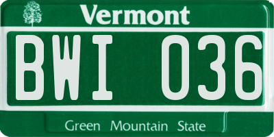 VT license plate BWI036