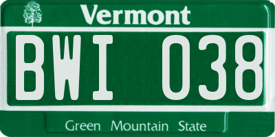 VT license plate BWI038
