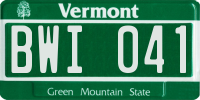 VT license plate BWI041