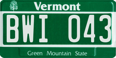VT license plate BWI043