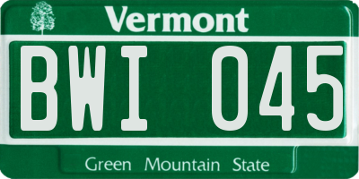 VT license plate BWI045
