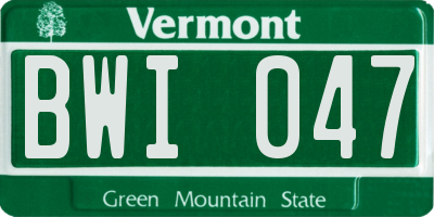 VT license plate BWI047