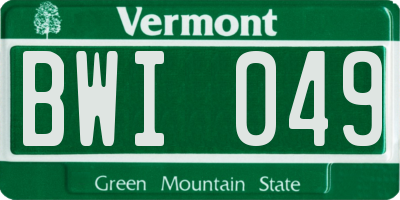 VT license plate BWI049