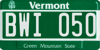 VT license plate BWI050