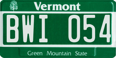 VT license plate BWI054
