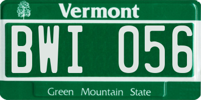 VT license plate BWI056