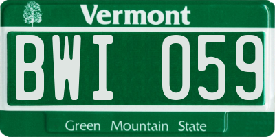 VT license plate BWI059
