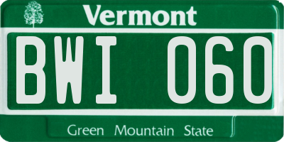 VT license plate BWI060