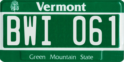 VT license plate BWI061