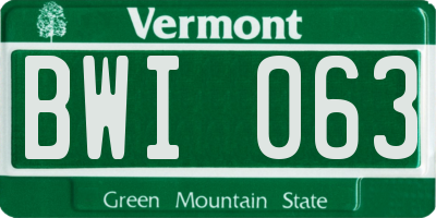 VT license plate BWI063