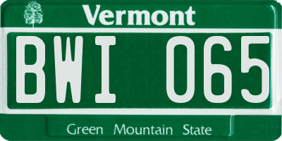 VT license plate BWI065